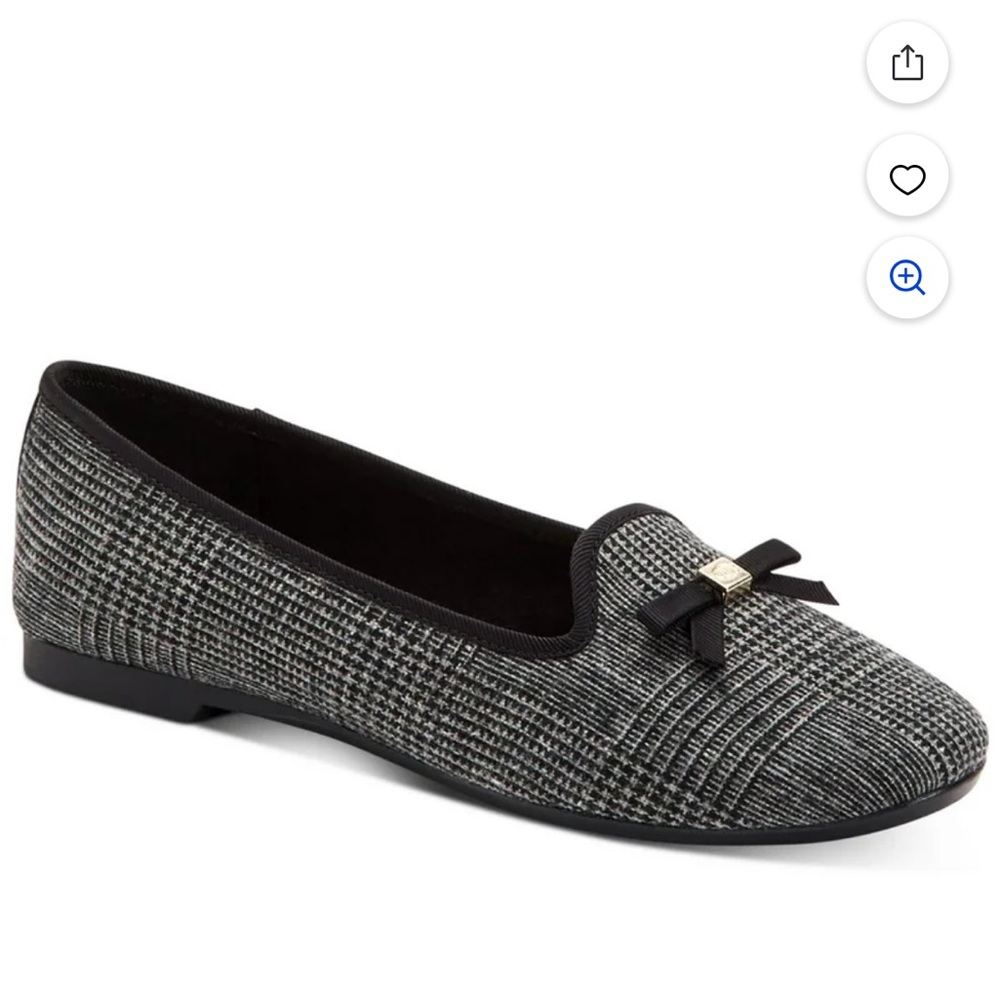 Charter Club Black and Gray Houndstooth Bow Ballet Flat